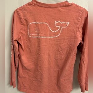 Vineyard Vines boys 10/12 medium melon Nantucket red  Whale Long Sleeve Shirt